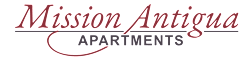 The image is of a logo for "Mission Antigua Apartments".